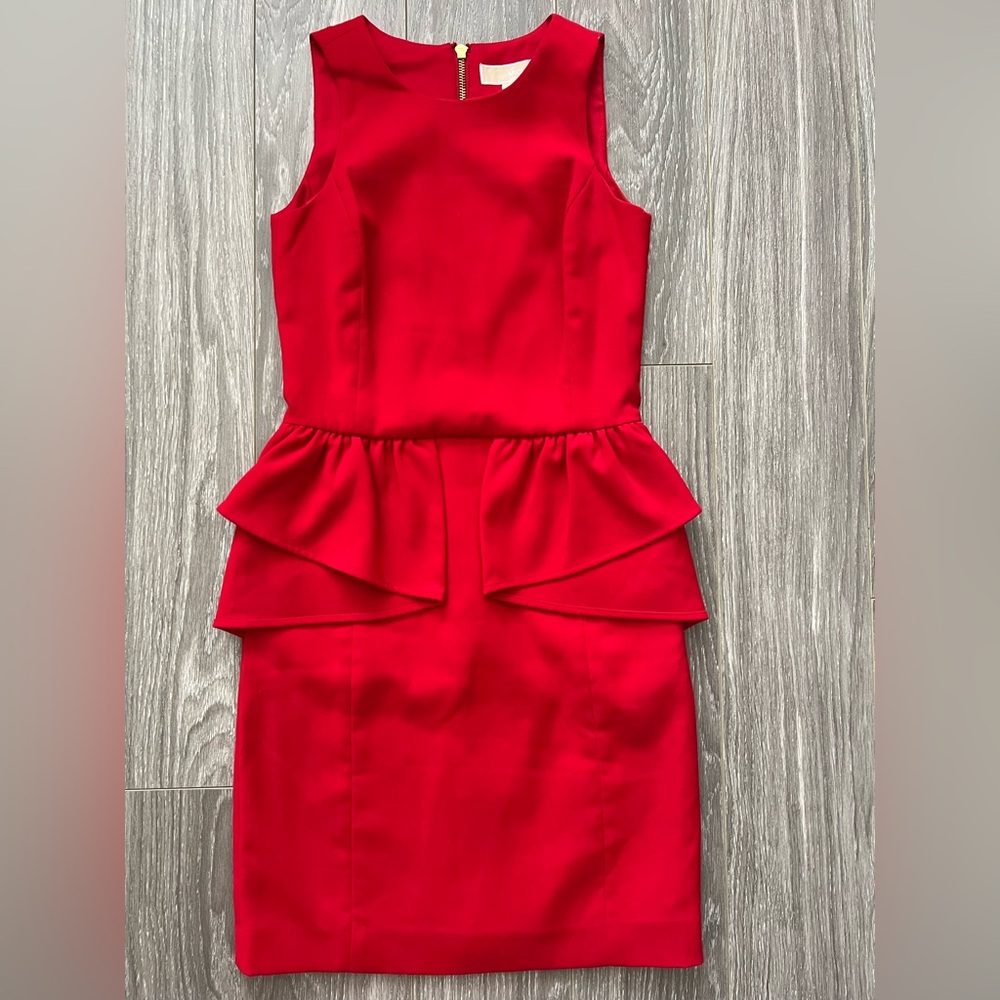 Stunning red peplum cocktail dress size 00 Michael Kors.